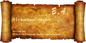 Birkmayer Andor névjegykártya